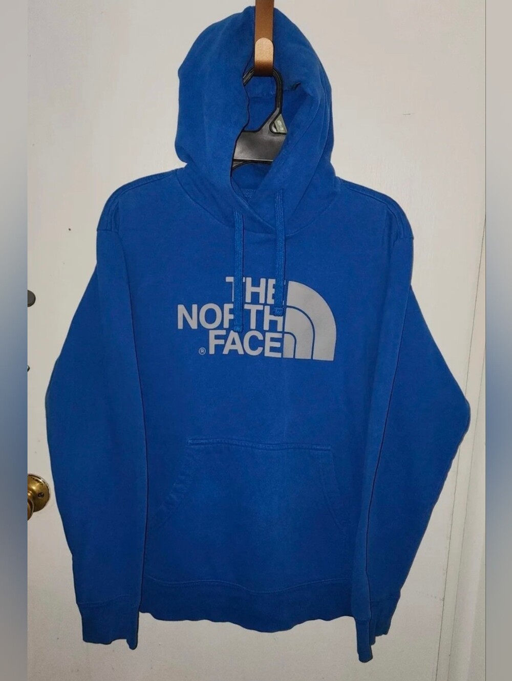 Mens The North Face Royal Blue Pull Over Hoodie Athletic Hooded Sweatshirt LARGE